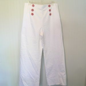 George Simonton Big Button White Wide Leg Trouser